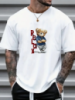 Біла чоловіча легка оверсайз футболка з трендовим принтом