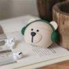 Силиконовый 3D чехол для наушников Apple AirPods Pro 1/2 Медведь в наушниках