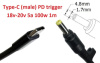 Кабель-переходник триггер PD 18-20v Type-C (max 5a, 100w) на 4.8x1.7mm 1m з USB Type-C (male) Power Delivery