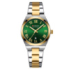 Жіночий годинник Curren 9095 Gold-Silver-Green з металевим браслетом та зеленим циферблатом