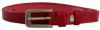Узкий кожаный поясок, ремень Skipper, красный 1,5 см