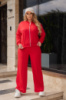 Жіночий трикотажний костюм зі штанами палаццо «Alicante» | Батал| Розпродаж моделі Червоний, 50-52