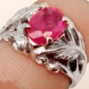 Серебряное кольцо с рубином в стиле «Ар-деко»