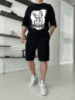 Комплект футболка та шорти чорного кольору з ДТФ принтом (оверсайз)