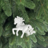 Игрушка на елку Лошадь 19614 10х9 см белая с бархатом