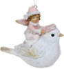 Декоративная подвесная фигурка «Ангел на Птичке» 10х4х9см, полистоун, бело-розовый