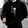 Чоловіче чорне стильне оверсайз худі з трендовим принтом