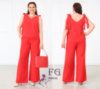 Літній жіночий костюм з широкими брюками «Ясмін» оптом | Батал | Розпродаж моделі Червоний, 52