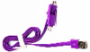 Кабель USB 2 в 1 microUSB/IPHONE плоский трансформер si-906 (1м)