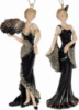 Набор 2 подвесные статуэтки «Мадмуазель» 15см, полистоун, чёрный с шампанью