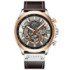 Чоловічий наручний годинник Curren 8380 Black-Brown з хронографом та шкіряним ремінцем