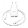 Набор СЗУ 110-240V HOCO C88A+ кабель Micro, 2xUSB, 2.4A, кабель 1м, White, Box