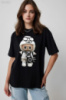 Жіноча чорна футболка з ДТФ - 59-085