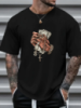 Чорна стильна чоловіча оверсайз футболка з модним принтом