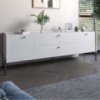 Тумба под телевизор с ящиками LION Wood с черными ножками 160х65х40 см Бетон style (LION-043123)
