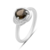 Серебряное кольцо CatalogSilver с натуральным раухтопазом (дымчатым кварцем) 1.171ct, фианитами, вес изделия 3,09 гр (2180500) 18 размер