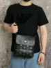 Чоловічий комплект Emporio Armani футболка чорна + месенджер чорний з шестикутниками