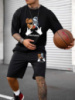 Чоловічий чорний літній модний спортивний костюм-двійка