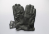 Мужские кожаные перчатки подкладка шерстяная вязка черные