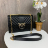 Модная женская сумочка клатч Пинко стеганная, мини сумка в стиле Pinko черная Черный с золотым