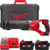 Пила шабельна акумуляторна MILWAUKEE, M18 BSX-402C (зарядний пристрій М12-18 С, 2 акумулятори М18 В4 4Аг, полотно, кейс)