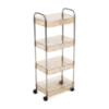 Этажерка мобильная четырехъярусная из акрила и металла для хранения 40х28,5х95см Бежевая SW-00002112