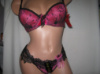 Комплект білизни чорний з малиновим: бюстгальтер чашка А push ap і мереживні бікіні