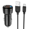 Автомобільна зарядка для телефону Borofone BZ17 QC3.0 (2USB/3A) + MicroUSB Чорний - купити в SmartEra.ua