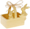 Конфетница-кашпо «Зайки в корзинке» 16х11х12.5см, керамика, жёлтый перламутр