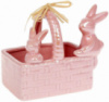 Конфетница декоративная «Корзина с кроликами» 15.8х10.8х12.5см, розовый перламутр