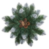 Искусственный подсвечник венок Новогодний с декором зеленый с заснеженными кончиками на 1 свечу SOK-O-2