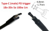 Кабель-переходник триггер PD 18-20v Type-C (max 5a, 100w) на 4.8x1.7mm (long black) 1m з USB Type-C (male)