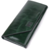 Добротний гаманець у два складення з натуральної гладкої шкіри 722945 Зелений