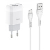 Мережевий зарядний пристрій  Hoco C73A 2.4A + cable USB Type-C 1m White