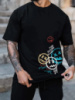 Чорна зручна чоловіча оверсайз футболка з модним принтом