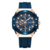 Чоловічий наручний годинник Curren 8462 Rose Gold-Blue з хронографом та силіконовим ремінцем