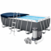 Bestway 56465 (549×274×122 см) каркасний басейн прямокутний Power Steel Pool Set сірий з фільтр насосом, тентом та схода