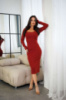 Коктейльна Сукня Елегантна Силуетна 24096 Теракотова
