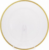 Блюдо сервировочное 33см, подставная тарелка, стекло, прозрачное с золотой каймой