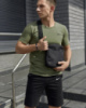 Чоловічий комплект футболка хакі Nike + Шорти чорні + Барсетка