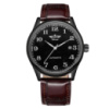 Чоловічий механічний годинник Winner 8023 Black Leather з автопідзаводом та датою