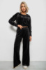 Спортивный костюм женский велровый, цвет черный, 257R4125