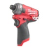 Шуруповерт ударний гідравлічний акумуляторний безщітковий 1/4'' HEX MILWAUKEE, M12 FQID-0, 50Нм (каркас, кліпса для ременя, карт