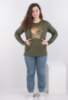 Жіноча кофта кольору хакі з декором
