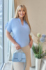 Літня блуза з розрізним рукавом «Moon»| Норма і батал | Розпродаж моделі 42-44, Блакитний