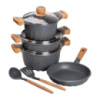 Набор посуды, 3 кастрюли, алюминиевая толстодонная кастрюля MGC с лопаткой и половником серый HP-4-401G