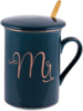 Кружка фарфоровая Coffee Prelude «Mr» 380мл с крышкой и ложкой, синяя