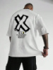 Біла легка чоловіча оверсайз футболка з модним принтом
