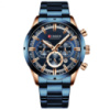 Чоловічий годинник Curren 8355 Blue-Cuprum з хронографом та металевим браслетом