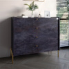 Комод с 4 ящиками LION Wood с золотыми ножками 100х90х45 см Бетон темный (LION-042960)